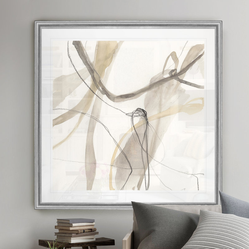 Neutral Momentum III, peinture sur toile, Impression encadrée, H 22,5 po x l 22,5 po, Argent argent