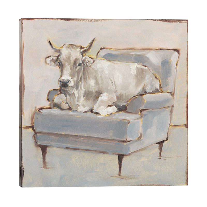 Moo-ving In by Ethan Harper - Print on Canvas, No Frame, 45.72 cm H x 45.72 cm W x 1.91 cm D
