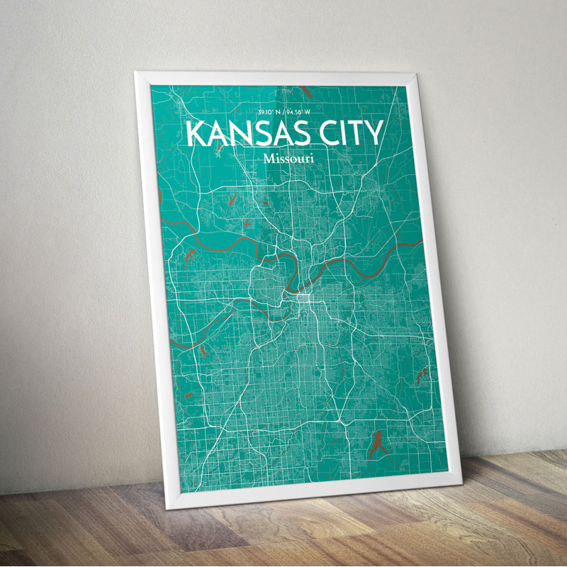 Kansas City Map - No Frame Print, 43.2cm H x 27.9cm W x 0.13cm D