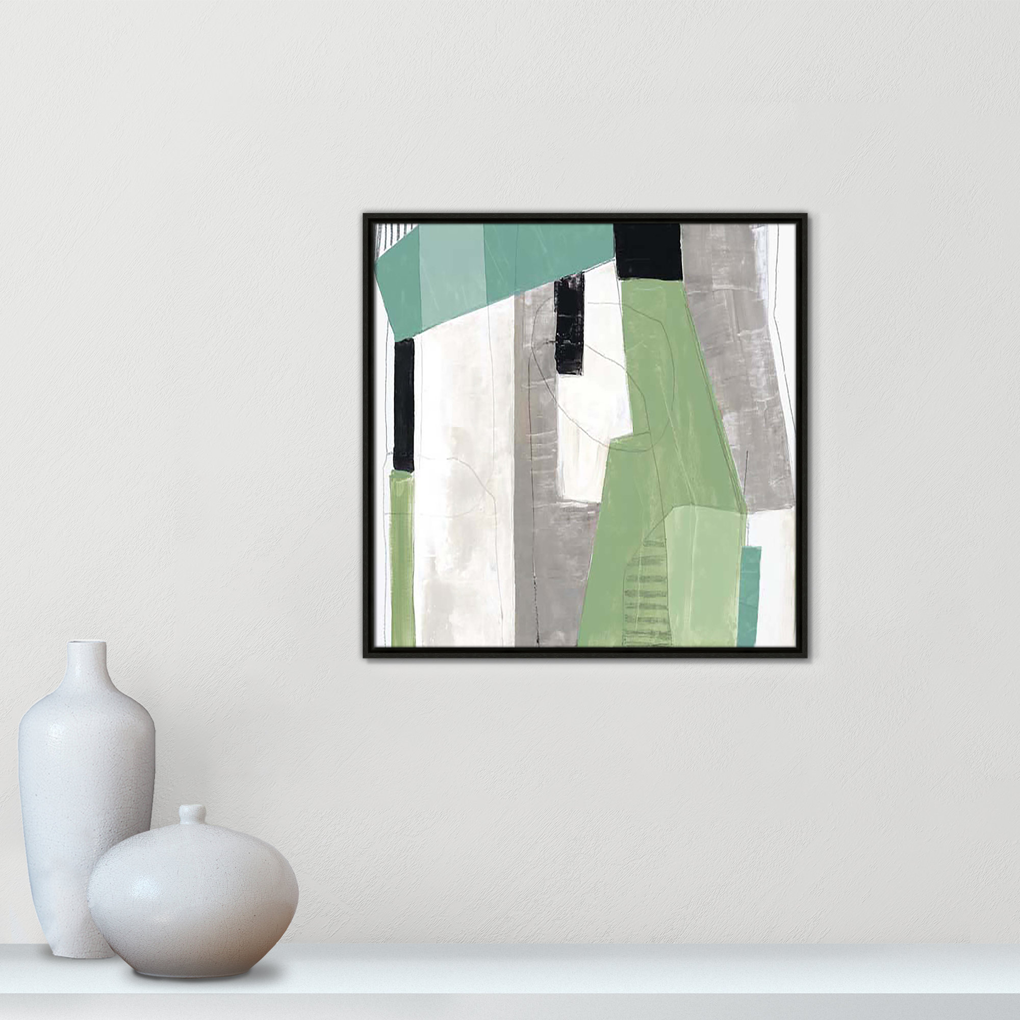 Evergreen Essence I by Tom Reeves, 25.5" H x 25.5" W x 2" D, Espresso Floater Framed