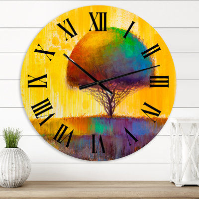Arbre d'automne forêt colorée - horloge murale