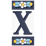 Sevillano 2.13" x 4.38" Ceramic Floral Address Letter Wall Tile in White/Blue