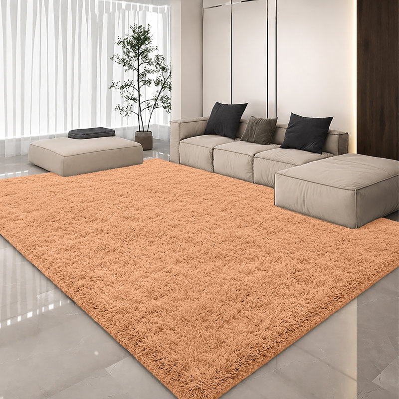 Luxury Plush Shaggy Area Rug & Runner, Soft Deep-Pile Non-Slip Living Room Carpet, Beige, Rectangle 160 x 230 cm