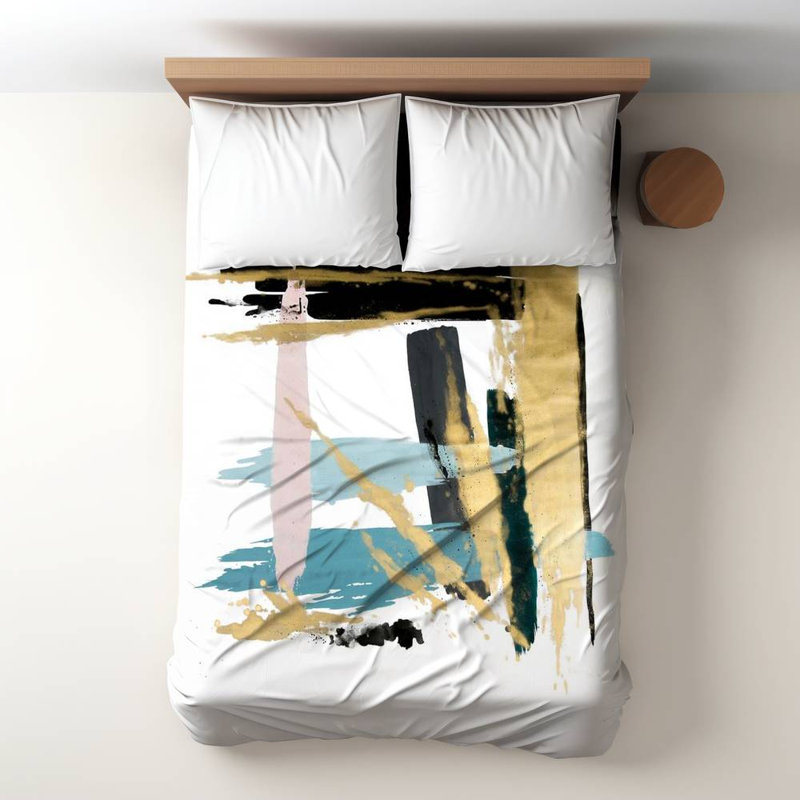 Polyester Sateen Duvet Cover, Twin Duvet, Blue Pastel Stroke