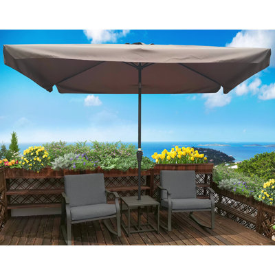 10 X 6.5Ft Rectangular Patio Umbrella Outdoor Market Umbrellas With Crank And Push Button Tilt For Garden Swimming Pool Market