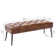 Lora Mid-Century Modern Tufted Leather Bench, 44" Wide with Metal Legs