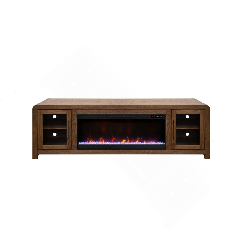 Meuble télé 82 pouces Bourbon, H 26 po x L 82 po x l 17 po, Brun, Oui