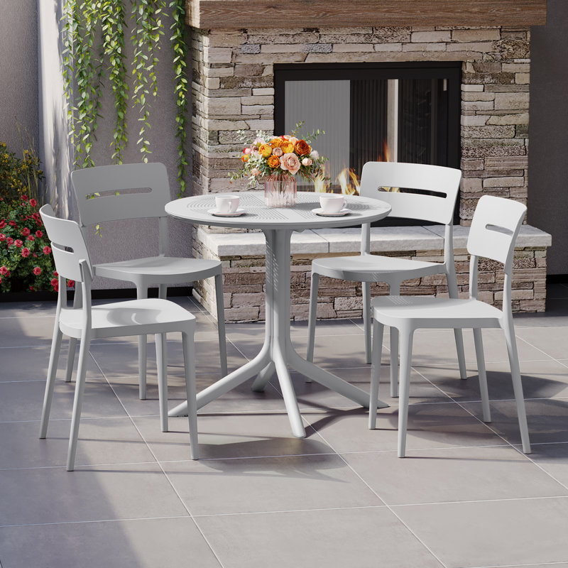 Ensemble repas extérieur pour 4 personnes, Gris