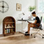 Petite bibliothèque arquée, armoire de rangement arquée, bibliothèque moderne arquée en bois de noyer avec 3 tablettes, étagère de rangement à 3 niveaux avec finition vernie pour le salon, la chambre à coucher, le vestibule