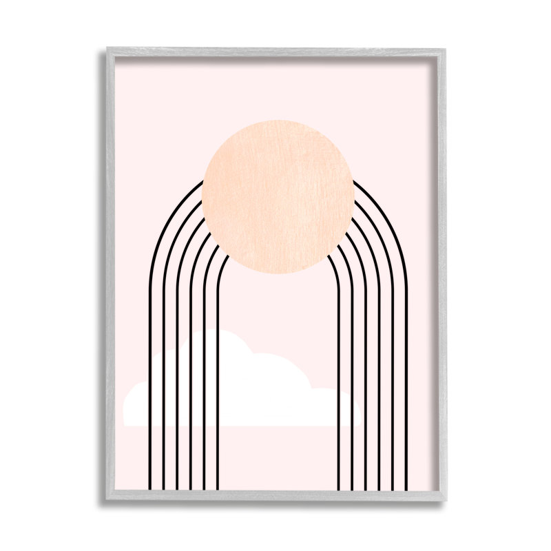 Art mural moderne surdimensionné arc-en-ciel arc-en-ciel rose par Daphne Polselli, H 14 po x l 11 po x P 1,5 po, Gris célèbre