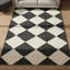 Tapis lavable à motif géométrique noir à carreaux crème-1604754506