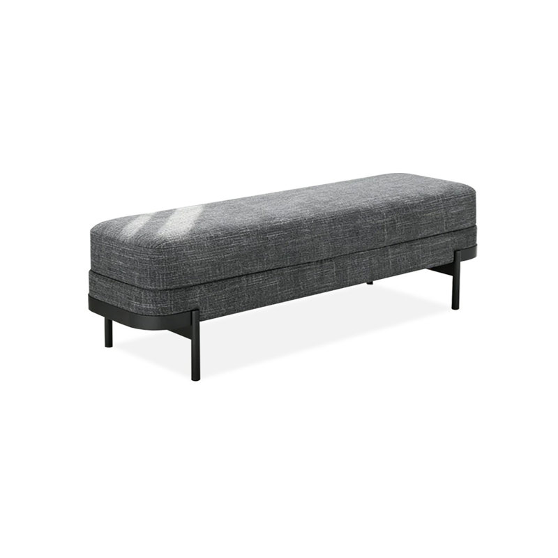 Banc rembourré gris, H 16,54 po x L 62,99 po x P 15,75 po