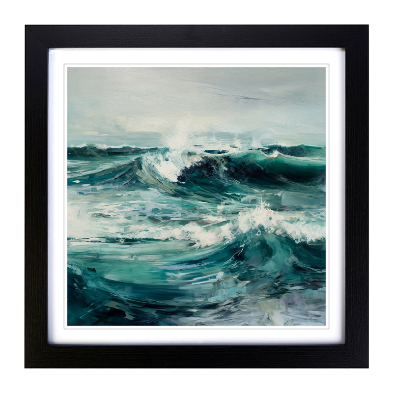 Ocean Gestural Art - Framed Print, Black
