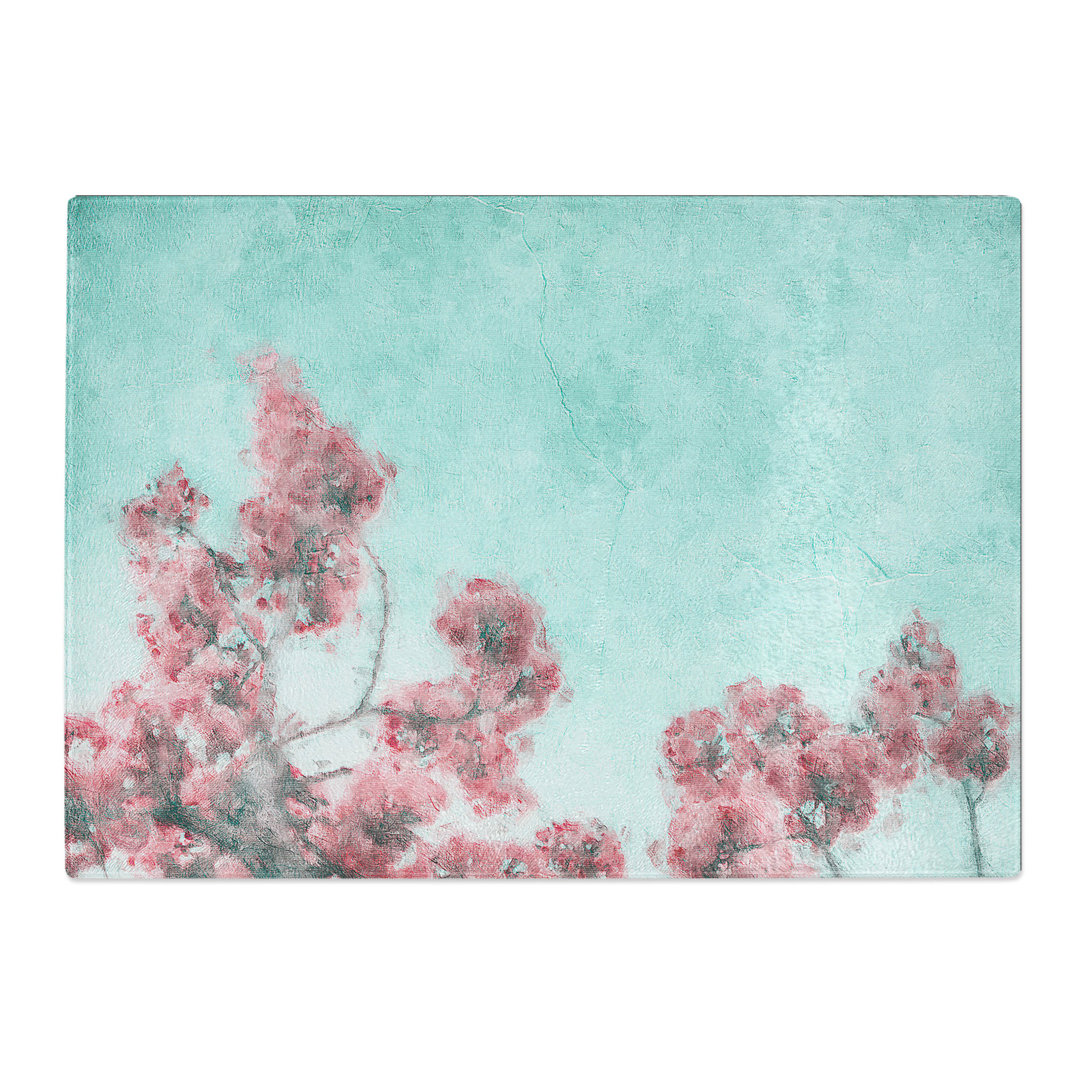 Tempered Glass Cherry Blossom Tree Branches Chopping Board