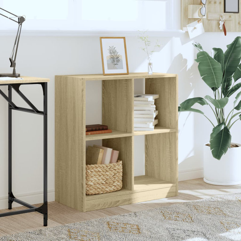 Aurabella 75cm H x 68.5cm W Bookcase, Sonoma Oak, (2 Shelves) 75cm H x 68.5cm W x 32cm D