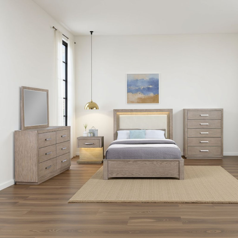 Ensemble de chambre à coucher 5 pièces Keno, Grand lit