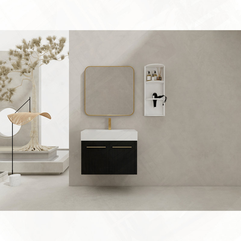 Meuble-lavabo mural avec évier, Au centre