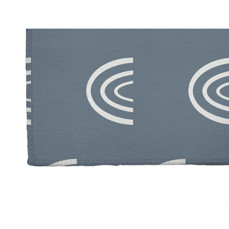 Plain Bows Kids Play Mat, Rectangle 3' x 5', Blue/Ivory