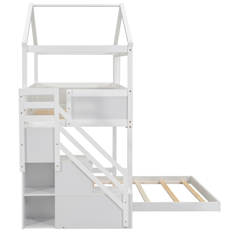 Lit simple superposé simple avec rangement pratique et tableau noir créatif, tableau blanc optimisant l'espace, Blanc