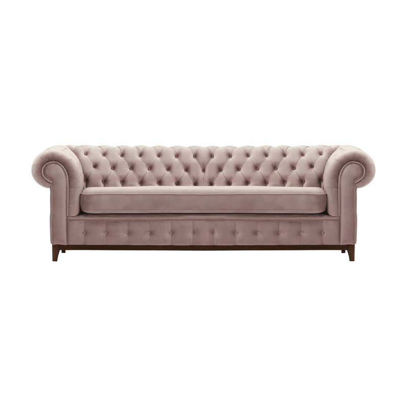 Fryar Velvet Sofa, 3, Flamingo, Walnut