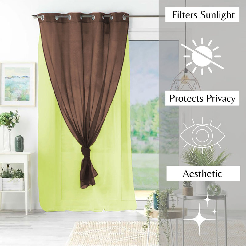 Robin Sheer Single Curtain Panel, White / Fuchsia