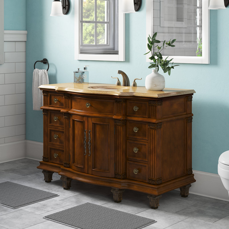 Albieris 48'' Single Bathroom Vanity with Top, Travertine