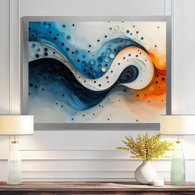 Fugue abstraite blanche et bleue en couleur II - spirales abstraites, art mural