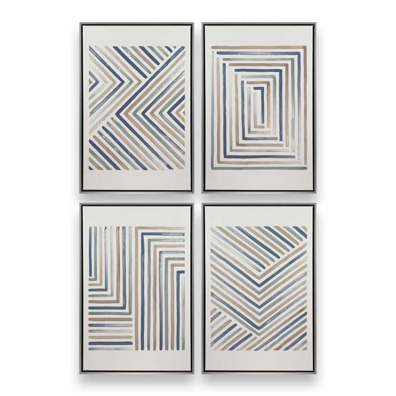 Ensemble de 4 visions linéaires, H 49 po x l 132 po, Cadre flottant en chrome poli