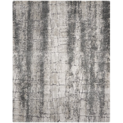Dreamy Shag Abstract Ivory/Charcoal Area Rug