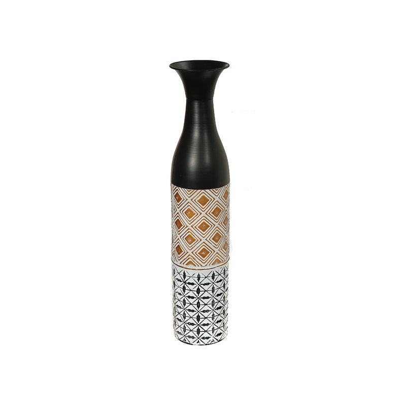 Vase en métal (18 po) (charme de minuit), H 24 po x l 5 po x P 5 po