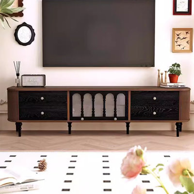 Solid wood TV stand storage space