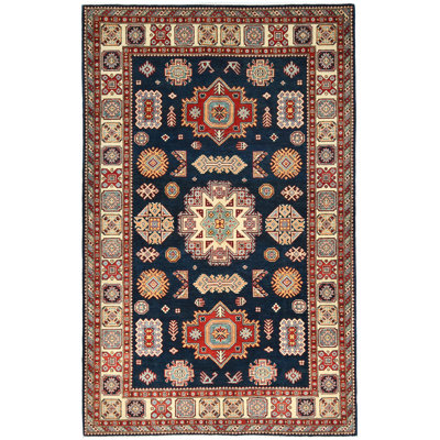 Tapis oriental tribal bleu 6X9 One-of-a-Kind