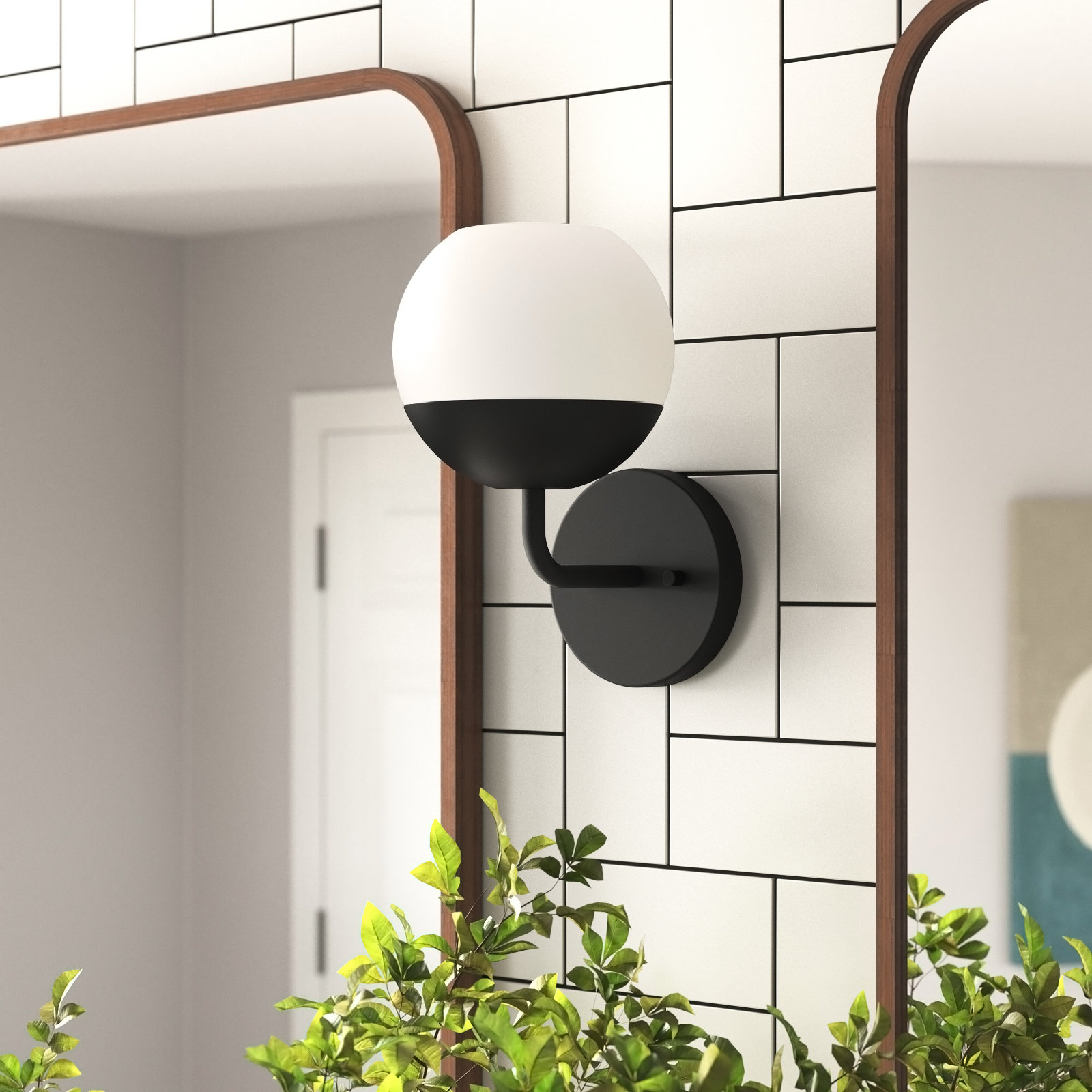 Avoca Single Light Dimmable Armed Sconce, Midnight Black