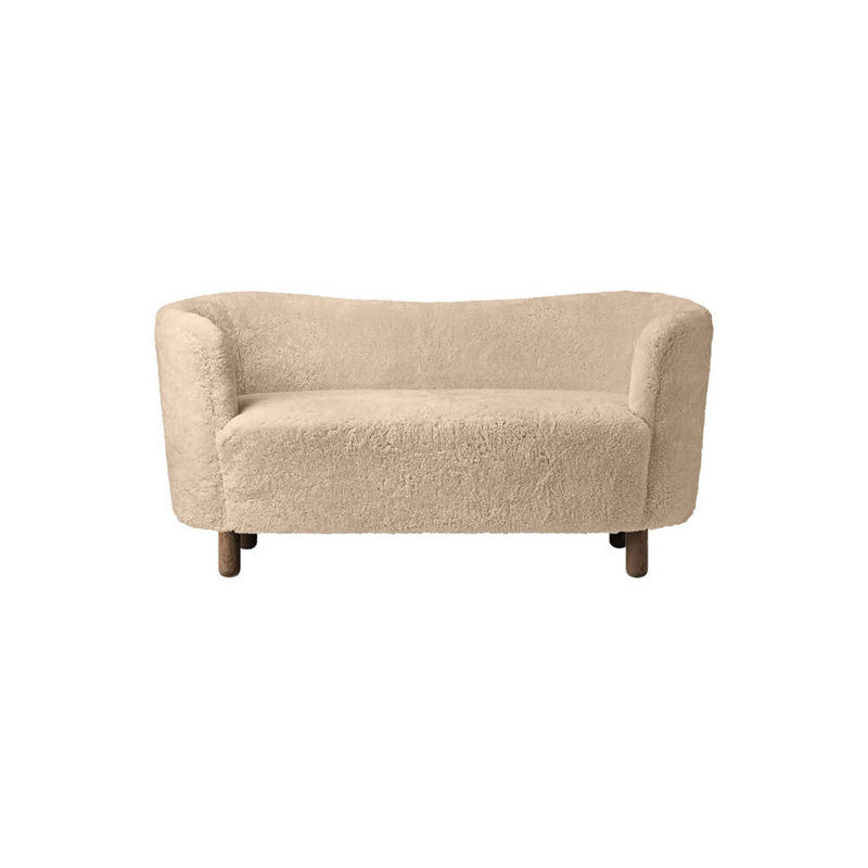 Mingle Loveseat, Sheepskin Honey, Natural Oak