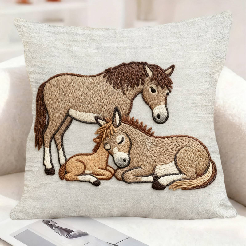Year Of Horse - Housse de coussin en lin à imprimé amusant, C