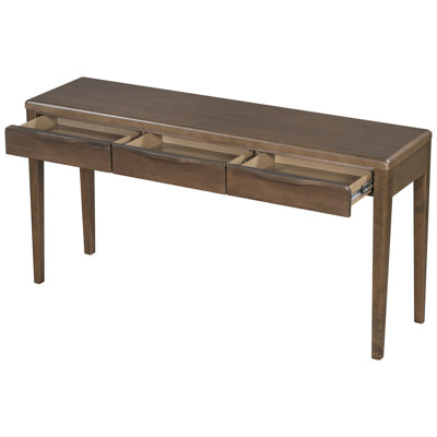 59.84'' Elegant Console Table with Oak Veneer,Light Luxury Entryway Table with 3 Drawers,Farmhouse Sofa Table with Soft-Corner Design,Suitable for Living Room, Foyer and Hallway