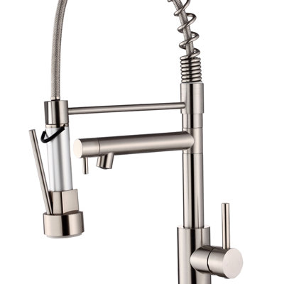 Kitchen Faucet With Pull Down Sprayer, Touch On Single Handle 2- Function Stainless Steel Spring Neck, Single Hole Installation For Residential, Commercial, RV, Bar & More