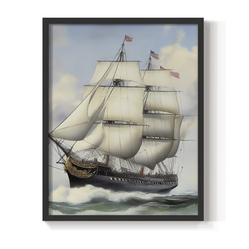 NAUTICAL Series LXII, reproduction encadrée - bois massif, Noir, noir, noir, noir, H 11 po x l 9 po