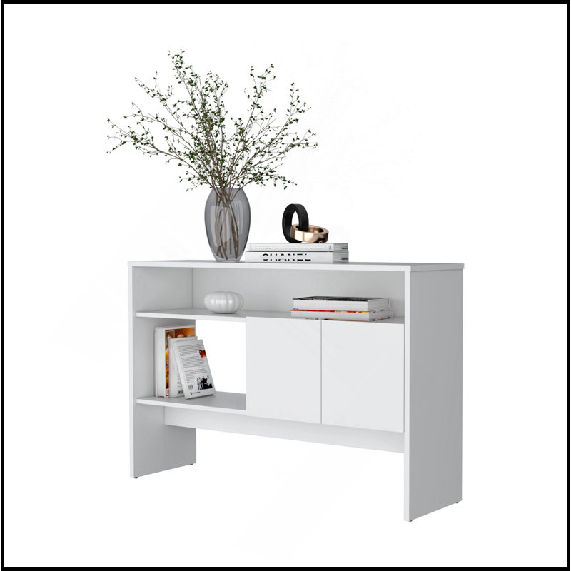 White Console Table With Two Doors, White