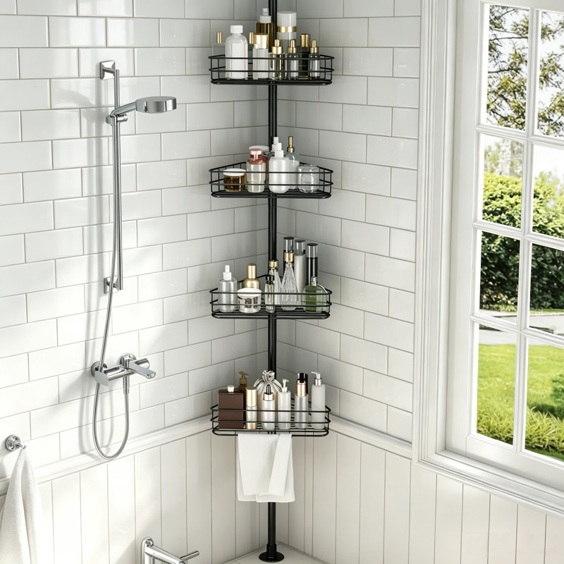 Metal Tension Bathroom Shelves