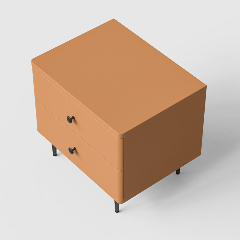 20" W 2 Drawers Moder Nithtstand (Pre-assembled), Orange