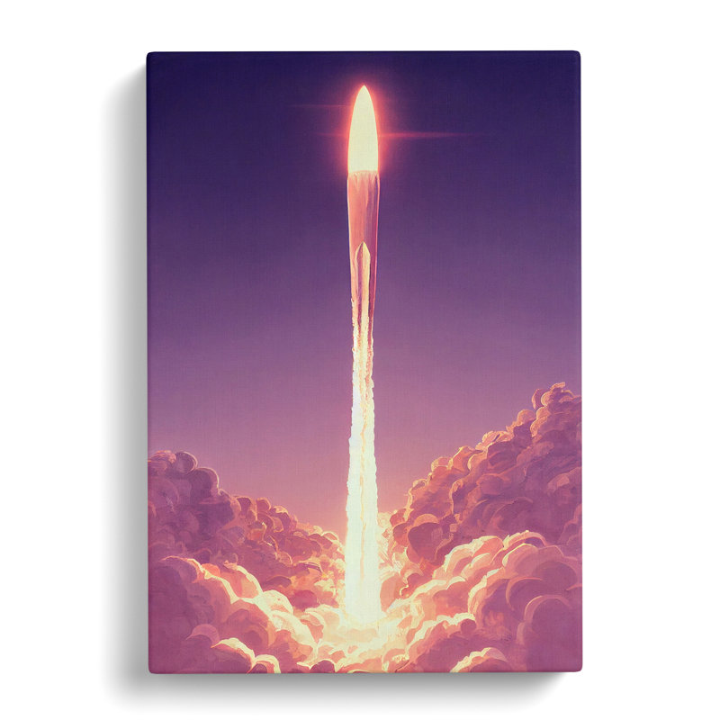 Spaceship Rocket In Flight No.3 - Wrapped Canvas Print, 50cm H x 35cm W x 3cm D