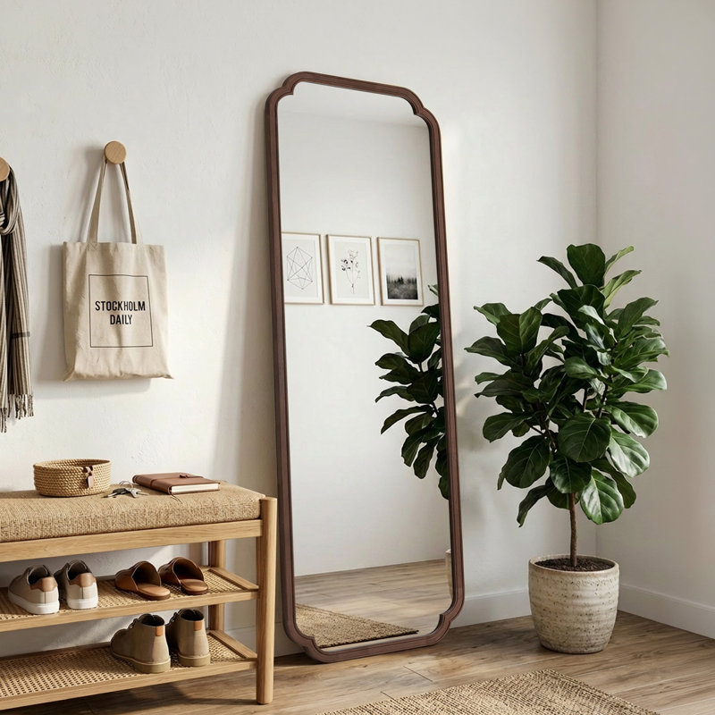 Mervine Full Length Wood Mirror, 71" x 24", Walnut