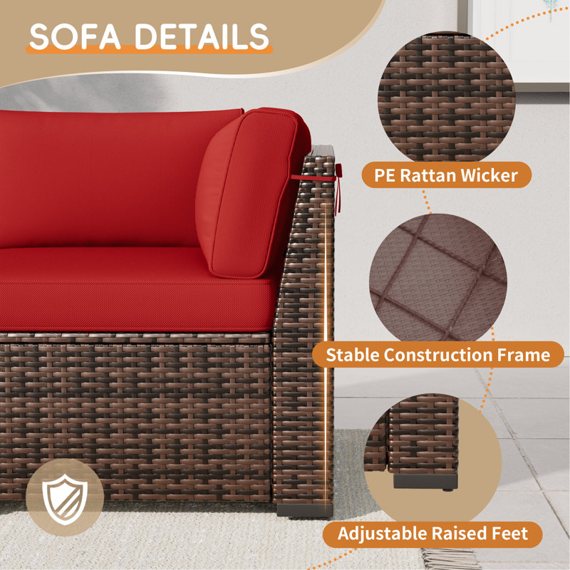 2 Piece Rattan Sectional Seating Group With Cushions