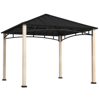 Outsunny 3 x 3(m) Hardtop Gazebo Canopy Galvanised Metal Roof Top Hook