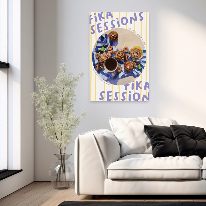 Art mural contemporain Fika Coffee, H 36 po x l 24 po