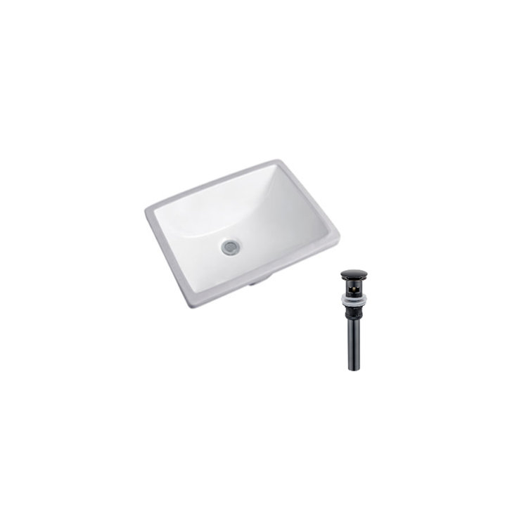 DROP Bath And Kitchen 20.3'' Ceramic Rectangular Bathroom Sink with Overflow