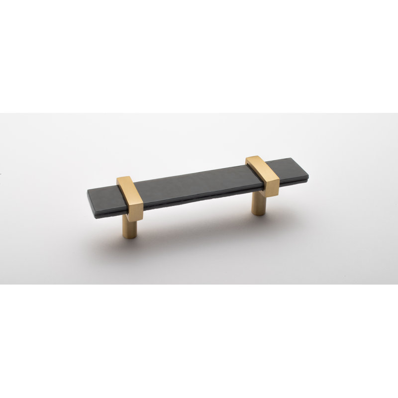 5.5 Length Bar Pull, Satin Brass/Slate Gray