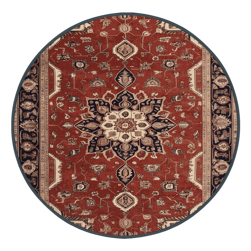 Machine Washable Persian Brown Area Rug, Round 3'