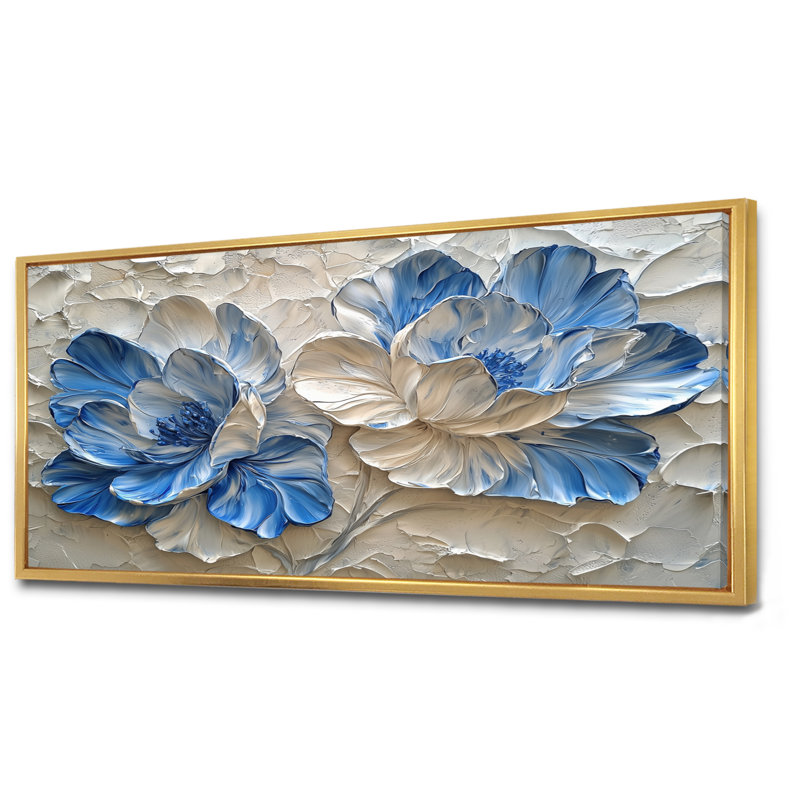 Ilza - Floral Canvas Wall Decor, H 28 po x l 60 po, Impression encadrée flottante, Doré